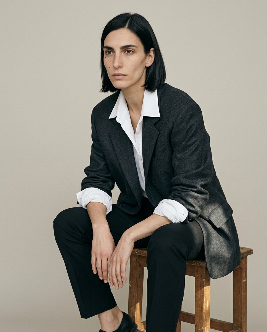 TELA con il blazer aperto sopra una camicia bianca